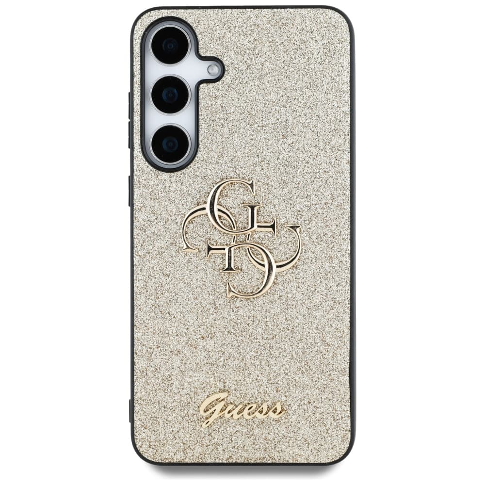 Guess Glitter Script Big 4G Logo pouzdro Samsung Galaxy S25 zlatá - náhled 4