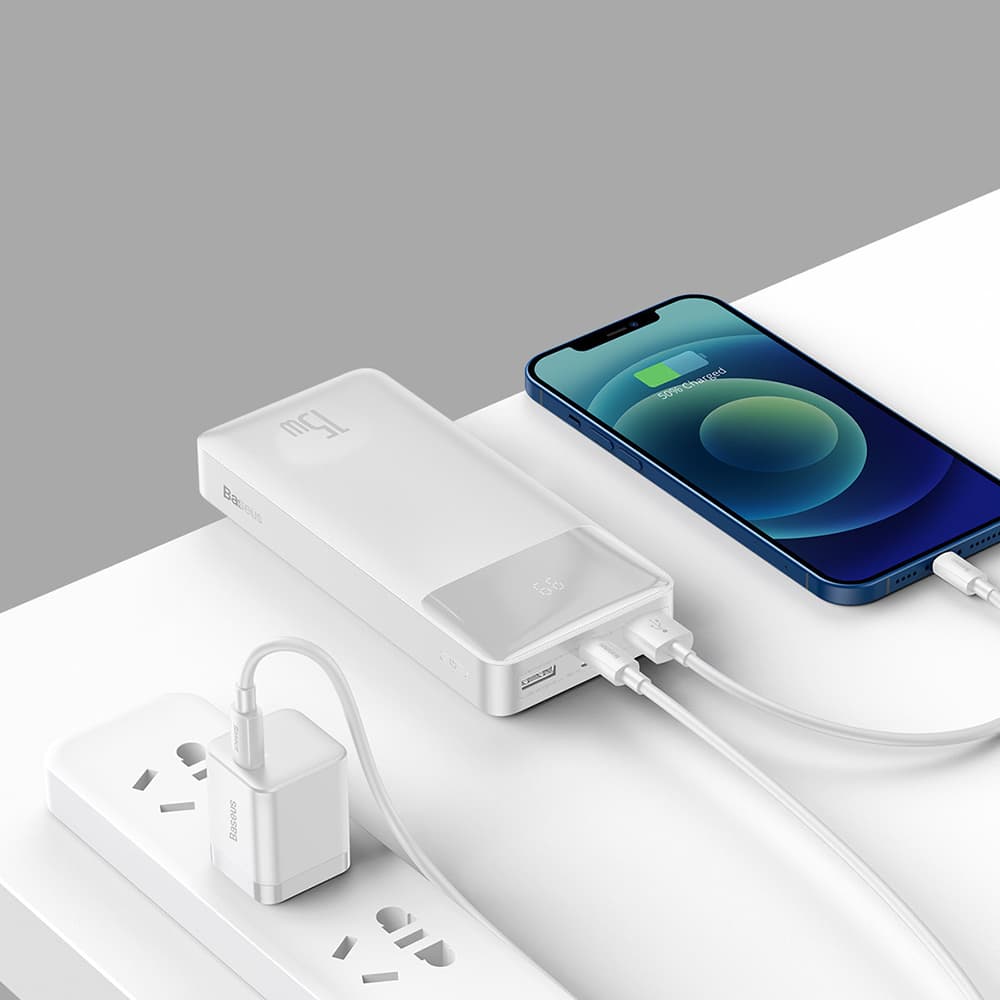 Baseus Powerbanka Bipow 20000mAh 15W Digitální displej Bílá - náhled 4