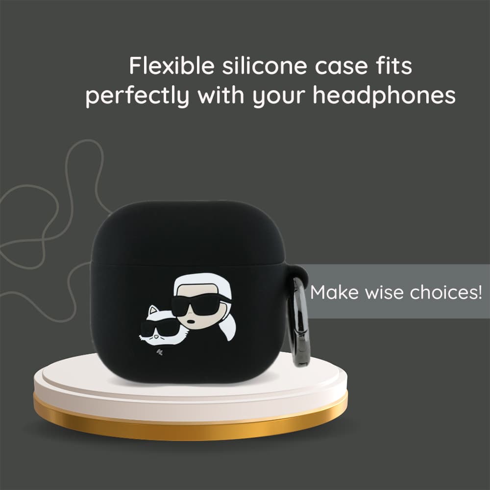 Karl Lagerfeld Silicone Karl Head 3D pouzdro pro Apple AirPods 4 černé - náhled 4