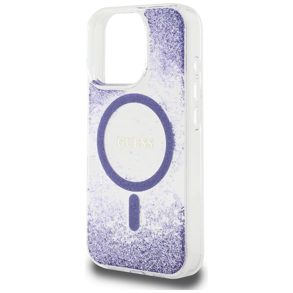Guess Resin Bottom Glitter MagSafe pro iPhone 16 Pro fialová - náhled 4