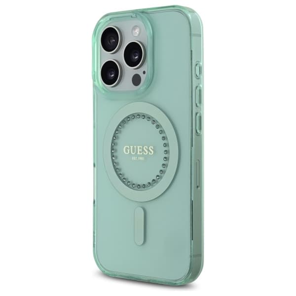 Guess IML Rhinestones MagSafe GUHMP16LPFTDTEN iPhone 16 Pro zelená - náhled 4