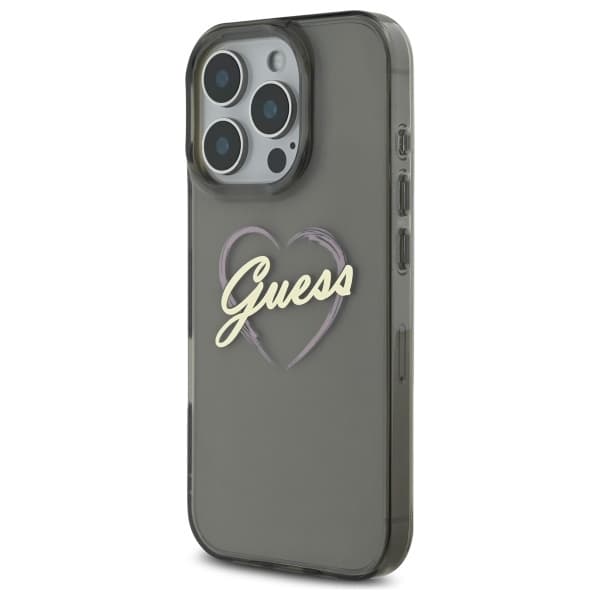 Guess Hardcase IML Heart iPhone 16 Pro černý - náhled 4