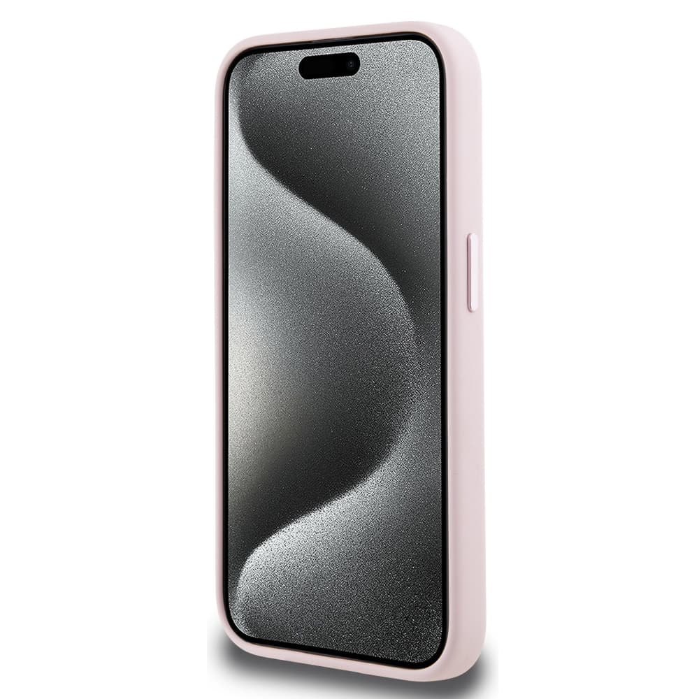 Karl Lagerfeld Silicone MagSafe iPhone 15 Pro růžový Shadow Metal Initial - náhled 4