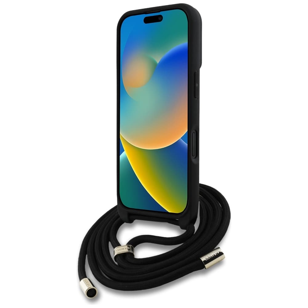 Guess Hardcase 4G Big Logo s popruhem iPhone 16 Plus černá - náhled 4