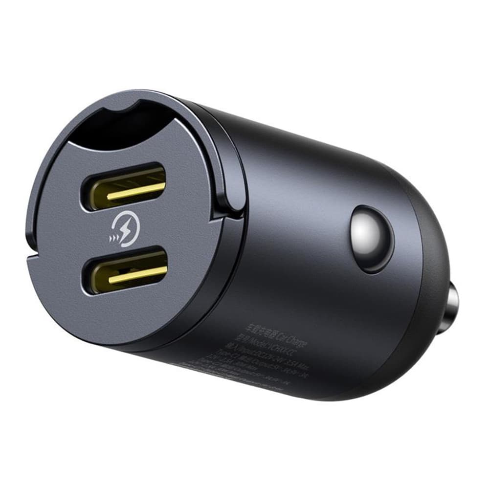 Baseus Car Charger Tiny Star Mini 2x Type-C 30W s vestavěným úchytem černý - náhled 4