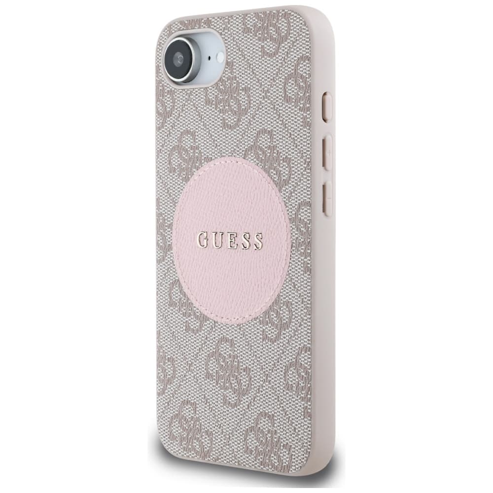 Guess 4G Circle Classic Logo MagSafe iPhone 16e růžová - náhled 4