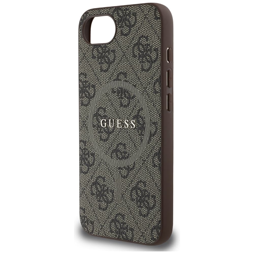Guess 4G Ring Classic Logo MagSafe iPhone 16e hnědý - náhled 4