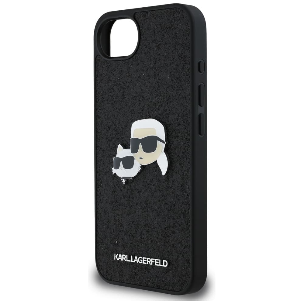 Karl Lagerfeld Hardcase Glitter iPhone 16e Karl&amp;Choupette Head Black - náhled 4