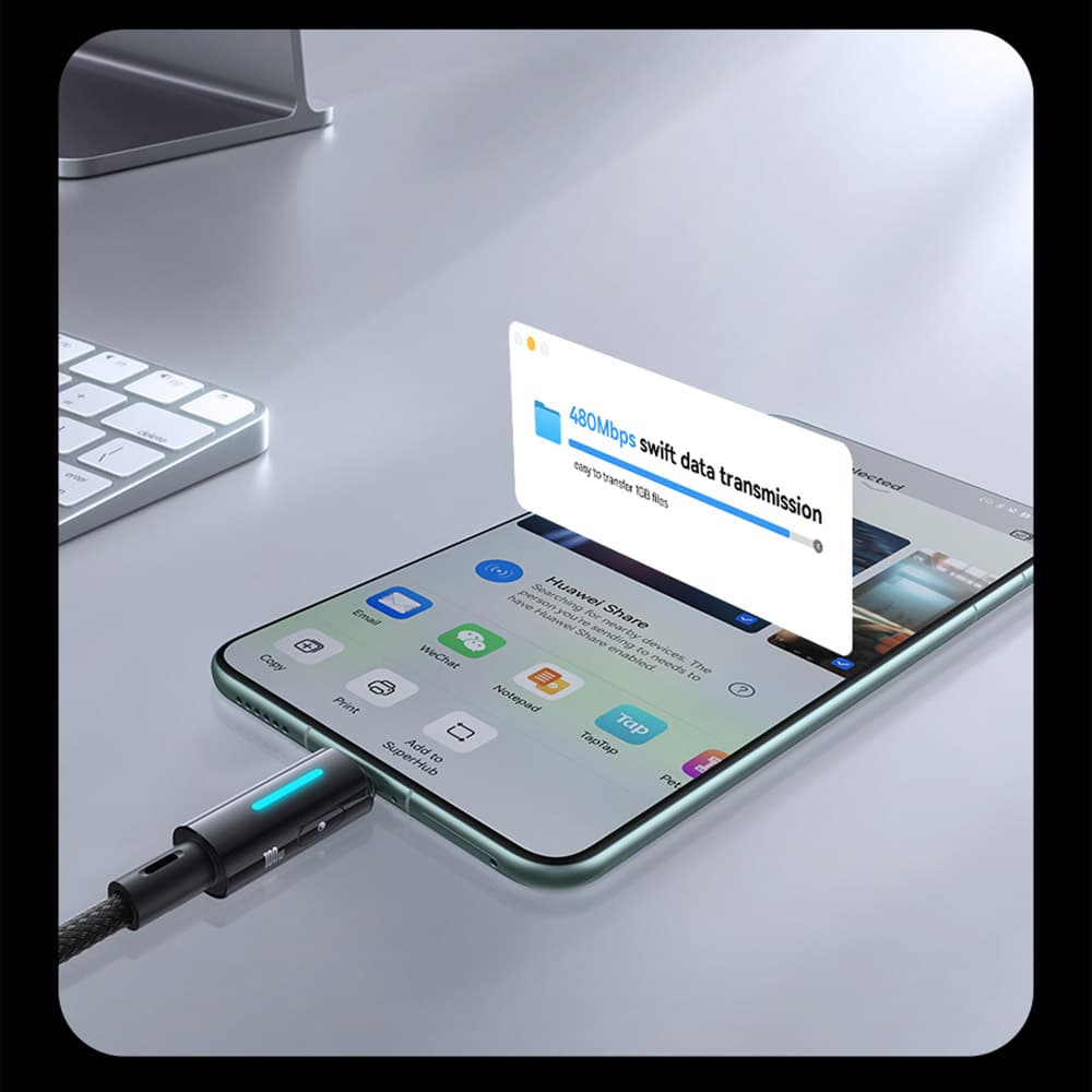 Baseus Data Cable Lit pro Macbook Type-C 100W 1m kosmická černá - náhled 4