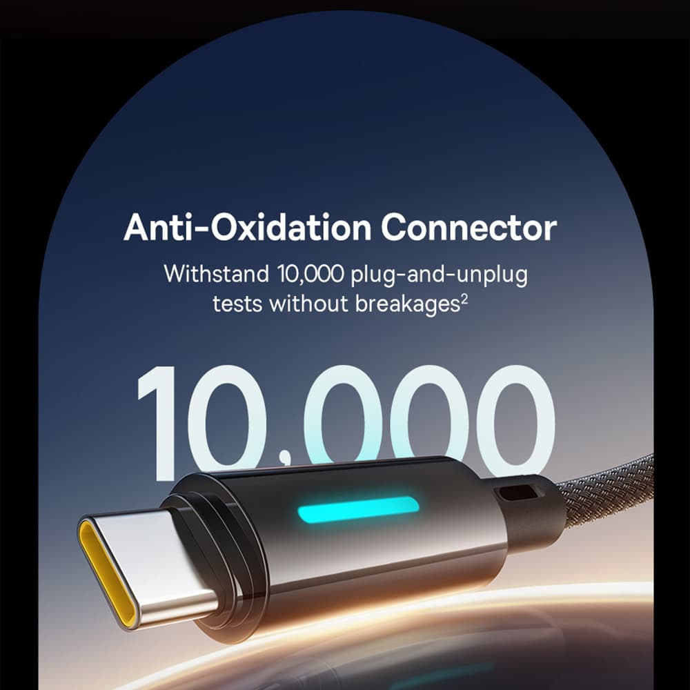 Baseus Data Cable Lit USB na Type-C 100W Rychlé nabíjení LED světlo Tlačítko 2m Kosmická černá - náhled 4