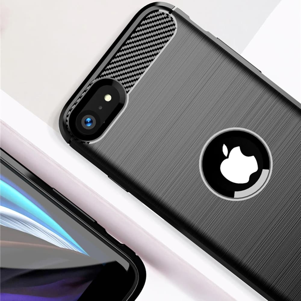 TechSuit Karbon Silikon iPhone SE 2 3 Černý - náhled 4
