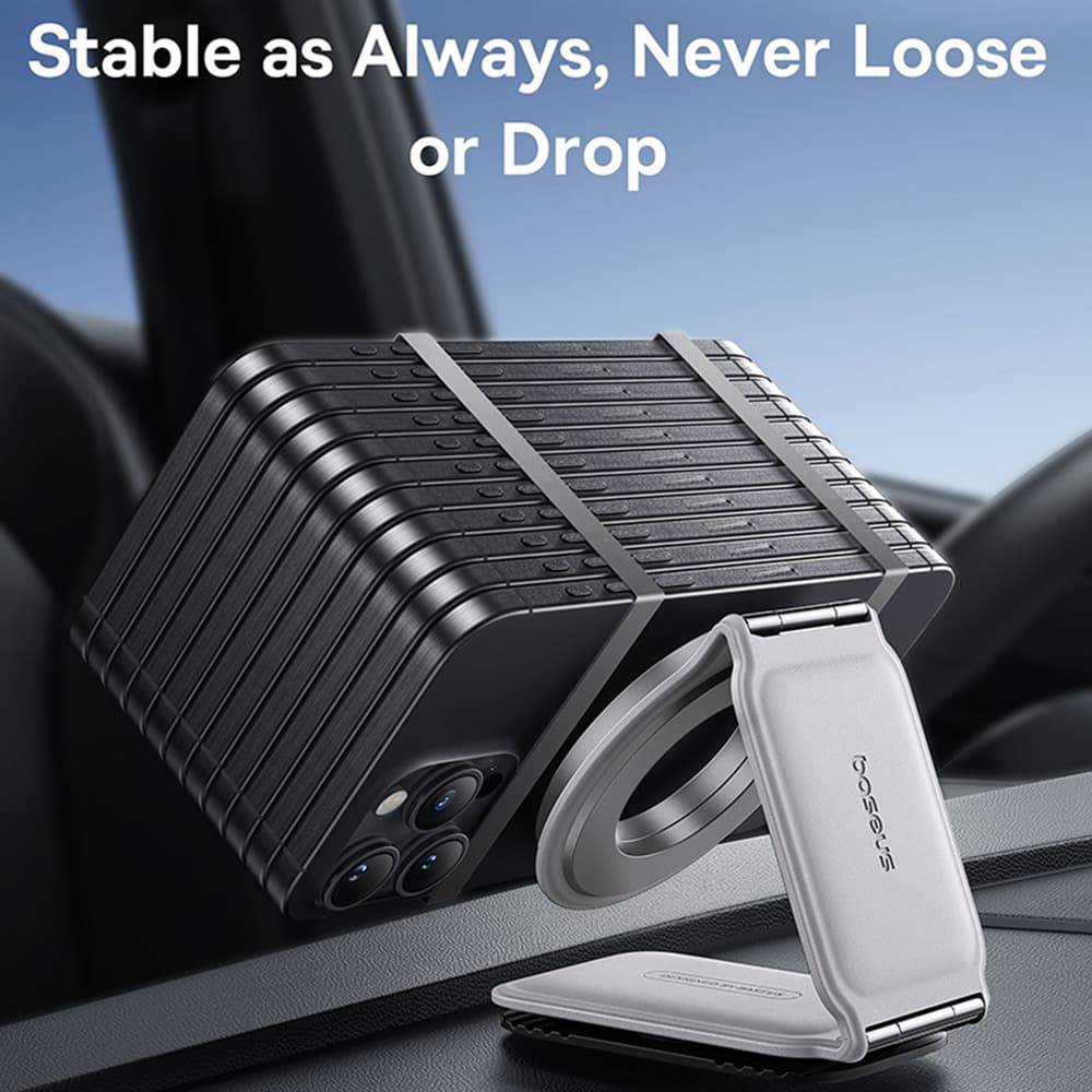Baseus Car Holder PrimeTrip Series C02 PU kůže 360° 25N univerzální montáž matná šedá - náhled 4