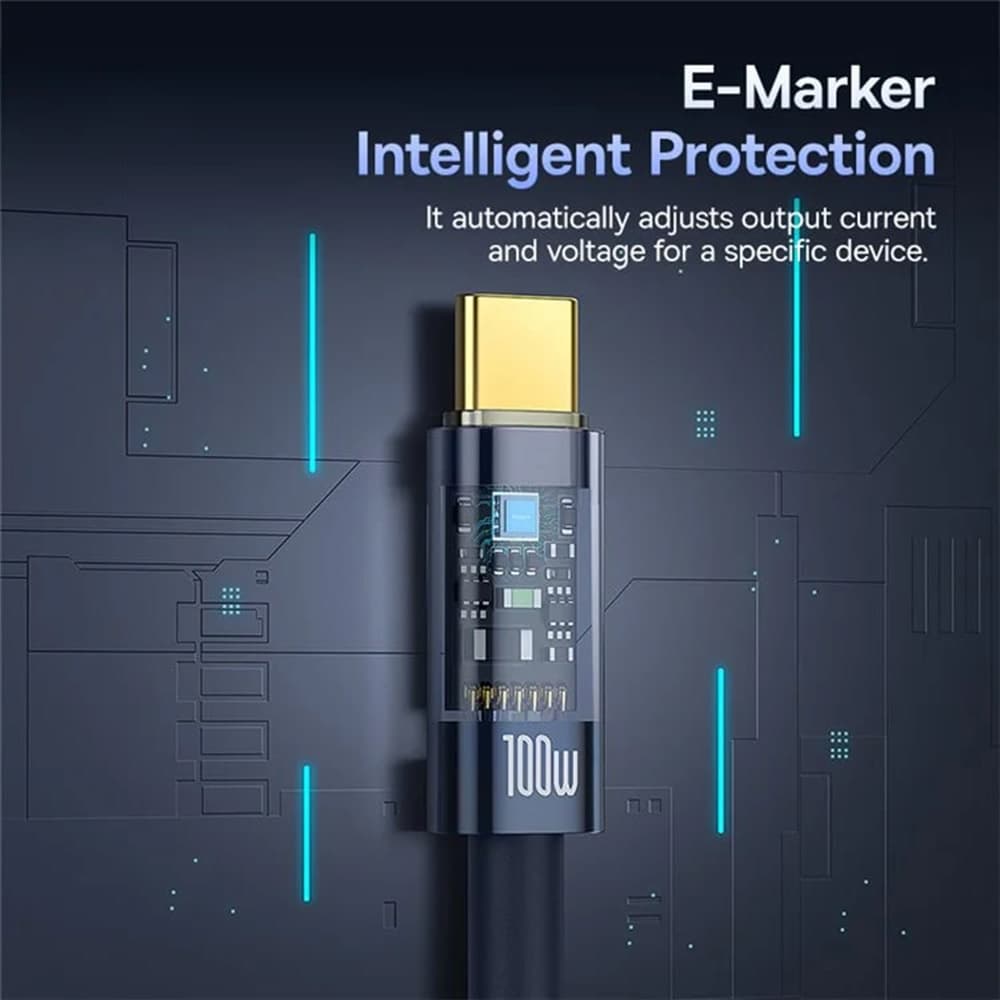 Baseus Data Cable Explorer Type-C Rychlé Nabíjení 100W 1m Tmavě Modrá - náhled 4