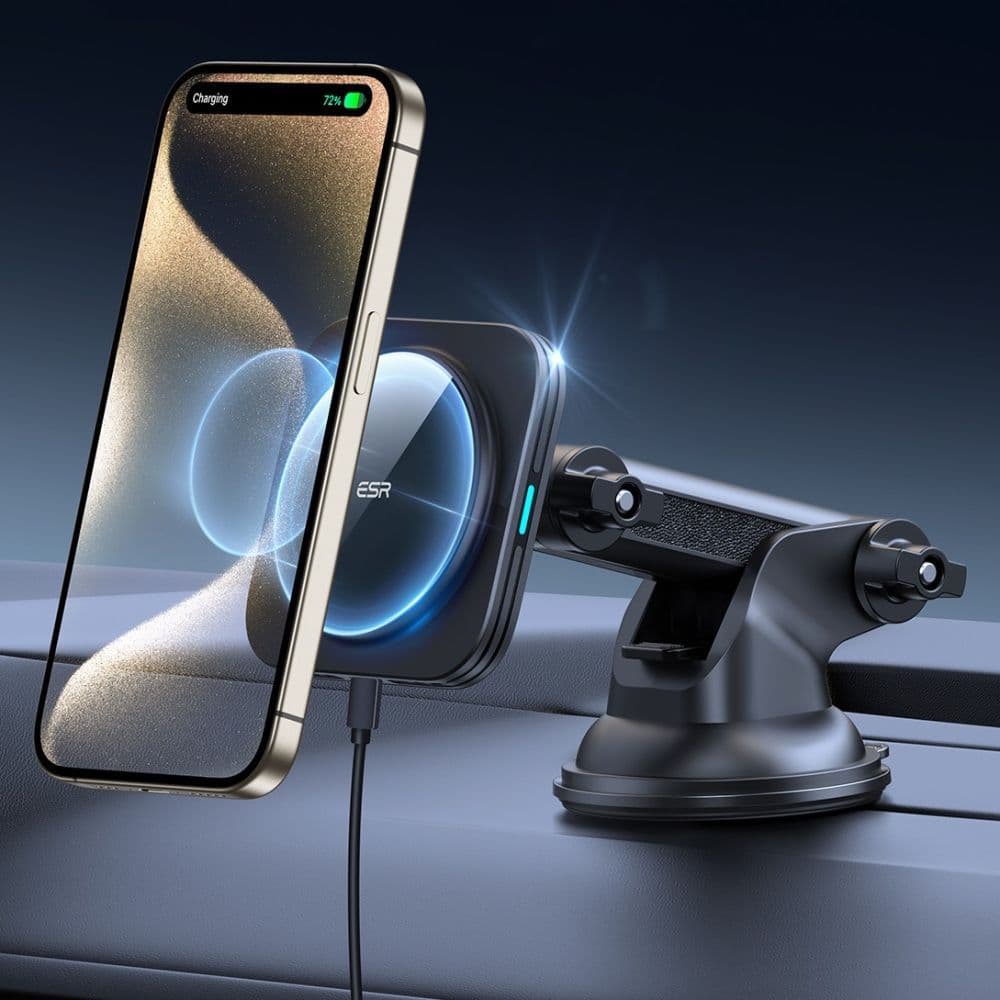 ESR Car Holder s bezdrátovým nabíjením Qi2 HaloLock s CryoBoost MagSafe kompatibilní 15W na palubní desku černý - náhled 4