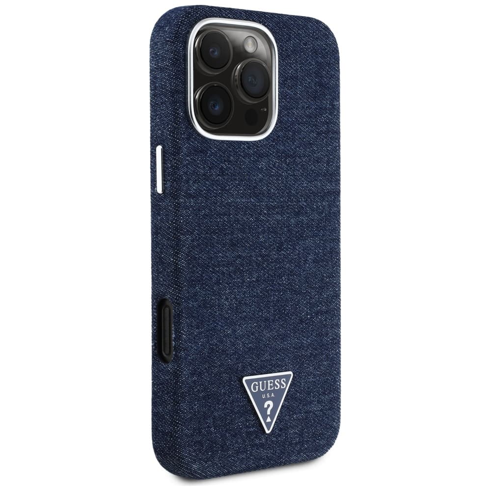 Guess Denim Triangle Logo MagSafe pro iPhone 16 Pro modrý - náhled 4
