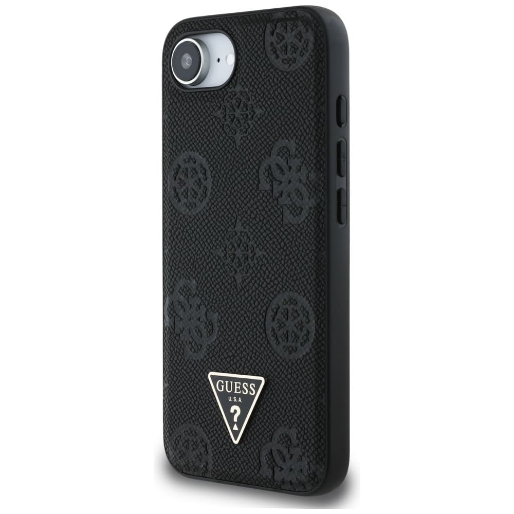 Guess Peony Grained Hot Stamp Triangle Logo MagSafe iPhone 16e černý - náhled 4