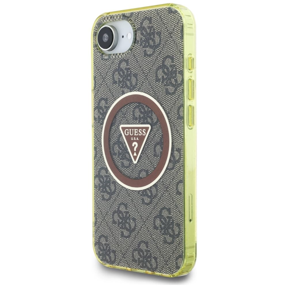 Guess IML Metal Glitter 4G Circle Triangle MagSafe iPhone 16e hnědý - náhled 4