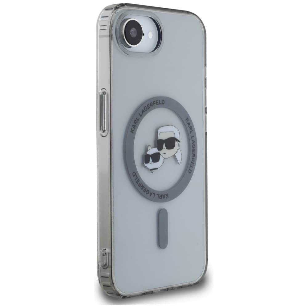 Karl Lagerfeld IML MagSafe iPhone 16e Metal Karl&amp;Choupette Head stříbrná - náhled 4