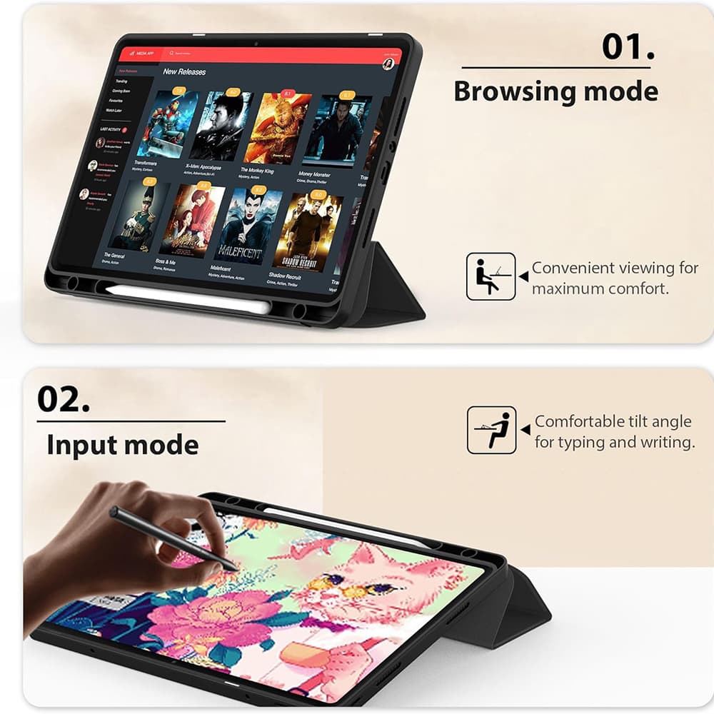 Techsuit Flex Trifold s držákem na tužku pro Xiaomi Redmi Pad SE 4G 8.7" černá - náhled 4