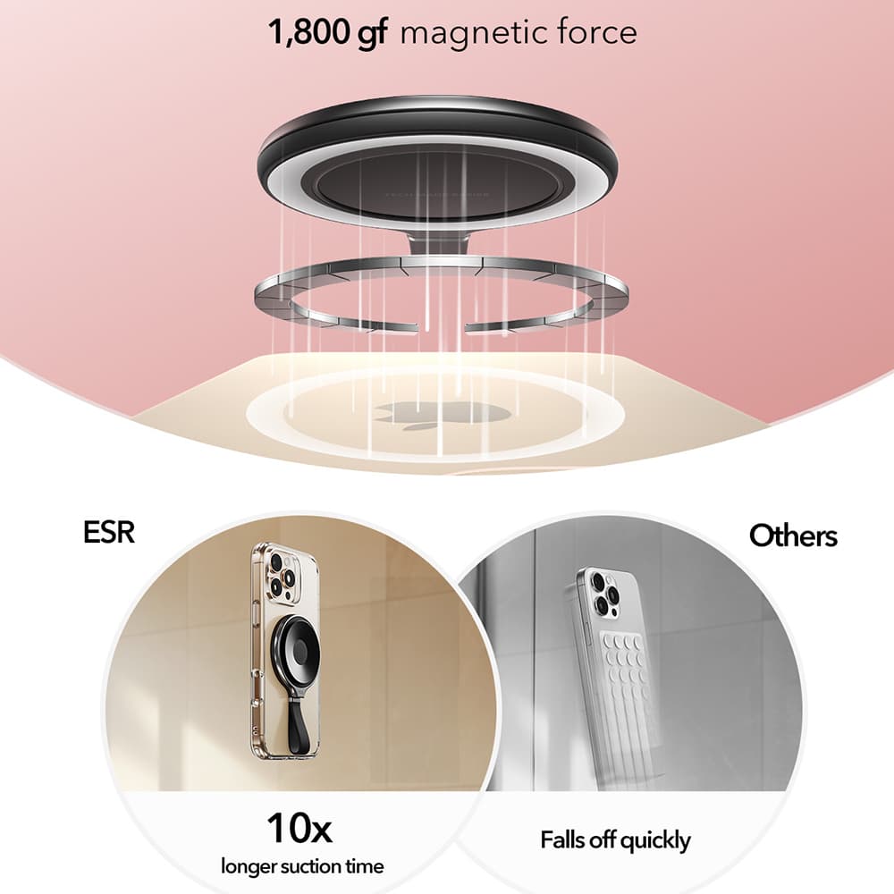 Držák telefonu ESR HaloLock černý magnetický otočný o 360° na zrcadlo - náhled 4