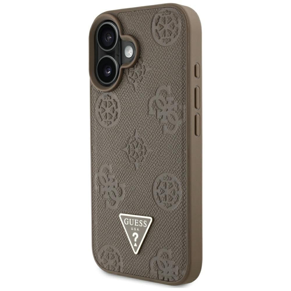 Guess Peony Grained Hot Stamp Triangle MagSafe iPhone 16 Hnědý - náhled 4