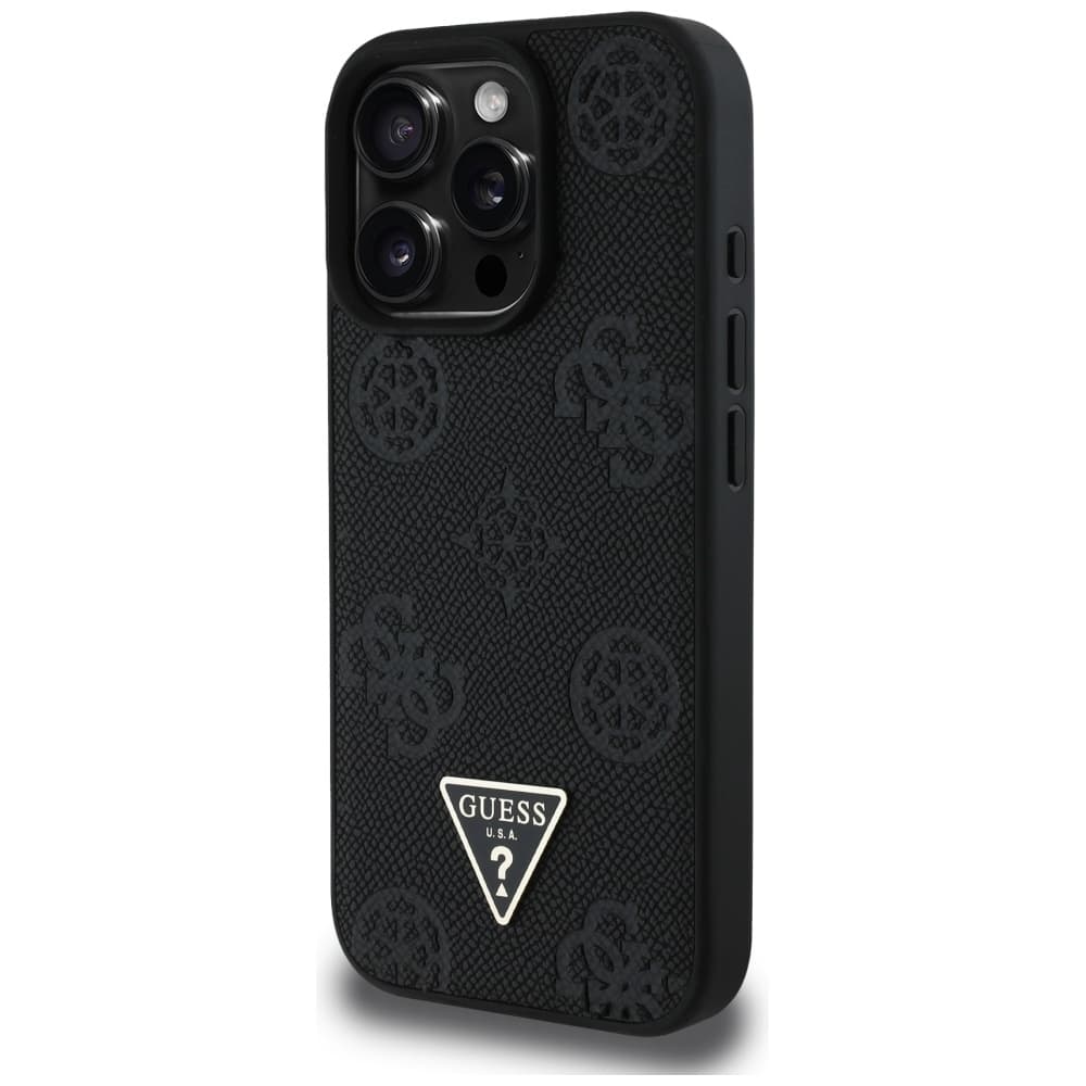 Guess Peony Grained Hot Stamp Triangle MagSafe iPhone 16 Pro černá - náhled 4