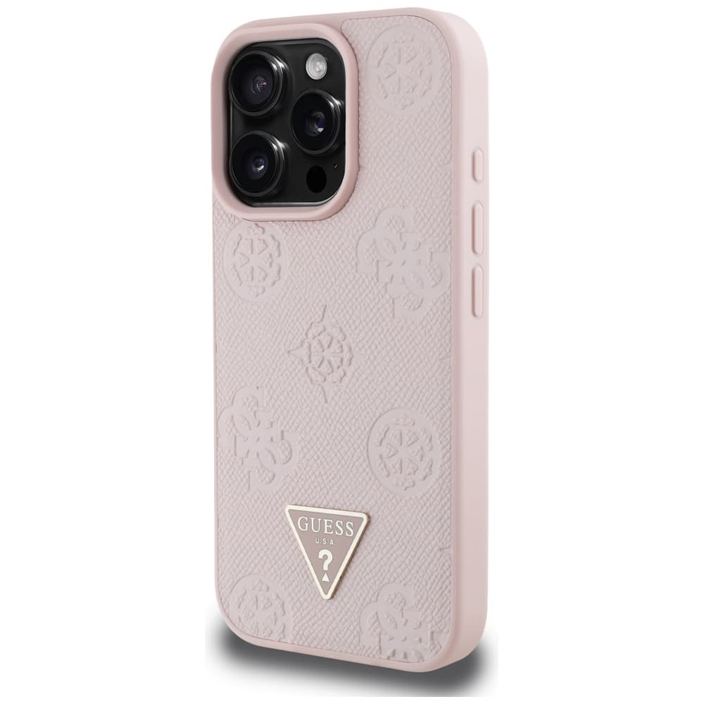 Guess Peony Grained Hot Stamp Triangle MagSafe iPhone 16 Pro růžová - náhled 4