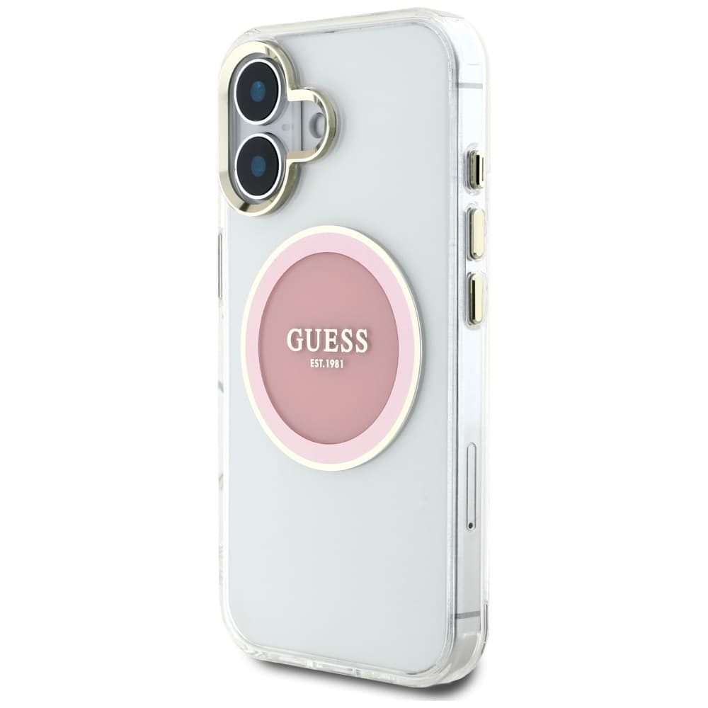 Guess IML Metal Colored Circle MagSafe GUHMP16SHTDRCEDP iPhone 16 růžová - náhled 4