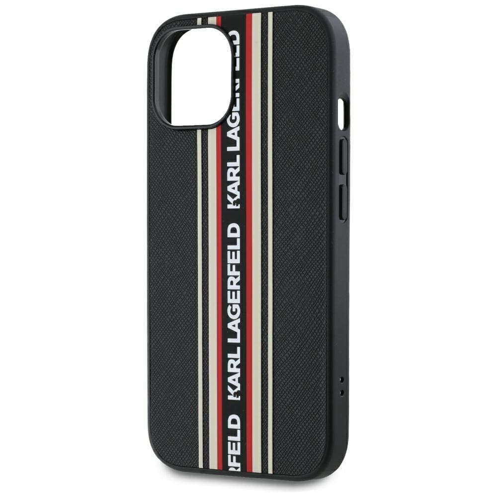 Karl Lagerfeld Saffiano Athleisure Stripes Cord iPhone 15 červená - náhled 4