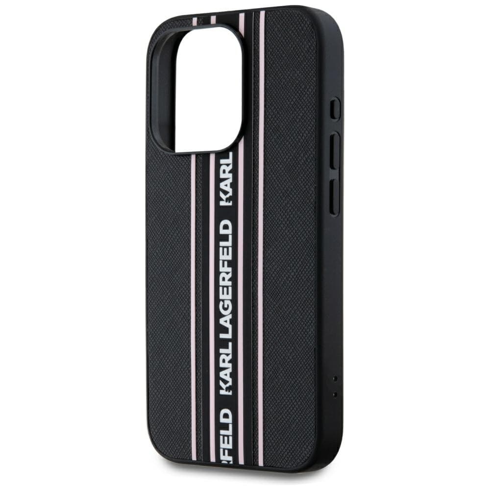 Karl Lagerfeld Saffiano Athleisure Stripes Cord iPhone 15 Pro růžová - náhled 4
