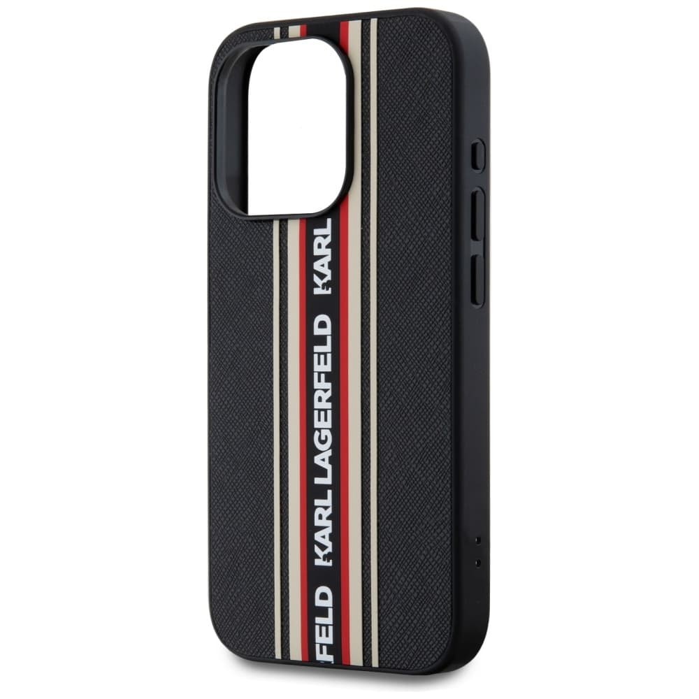 Karl Lagerfeld Saffiano Athleisure Stripes pouzdro iPhone 15 Pro Max červené - náhled 4