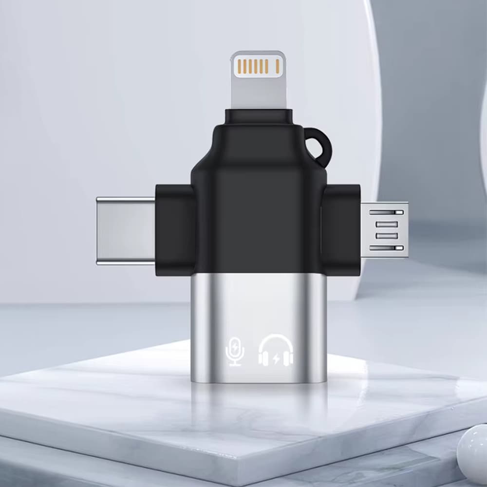Techsuit Premium OTG adaptér SoundVoltX A17 4v1 černý - náhled 4