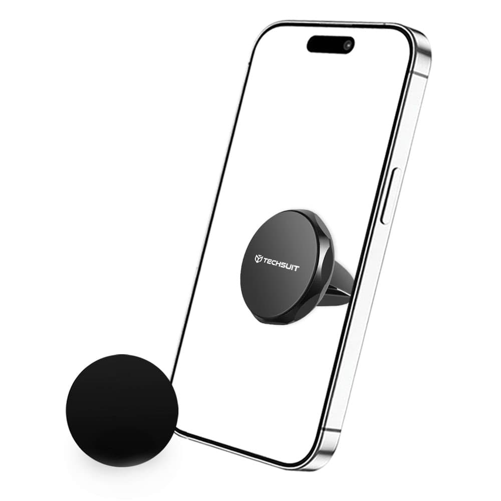 Techsuit Car Holder TinyGrip S9 do ventilace s kovovou destičkou silný magnet univerzální kompatibilita černá stříbrná - náhled 4