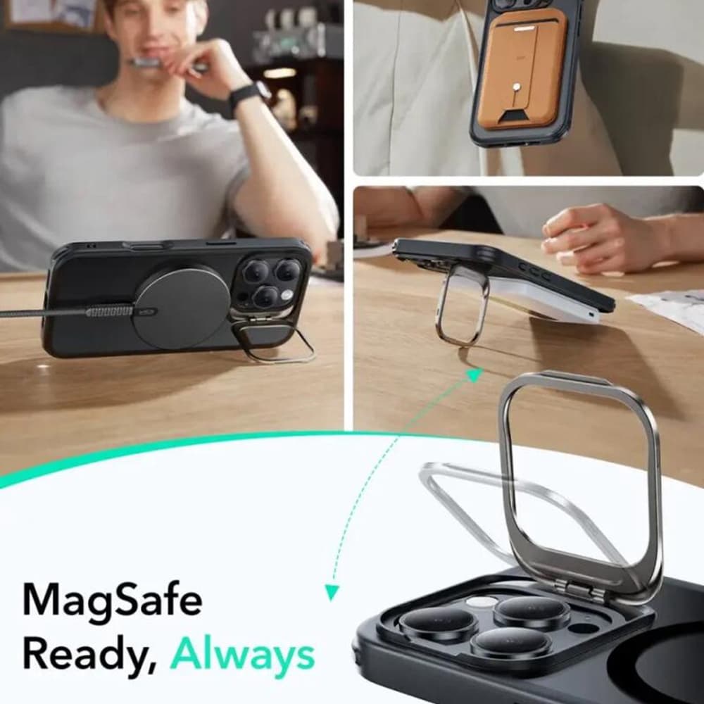 ESR Classic Hybrid HaloLock Kickstand iPhone 16 Pro matná černá - náhled 4