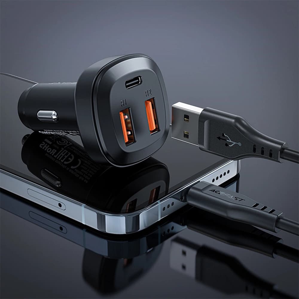 Acefast Car Charger B9 2x USB Type-C Rychlonabíječka 66W PD3.0 QC4+ Černá - náhled 4