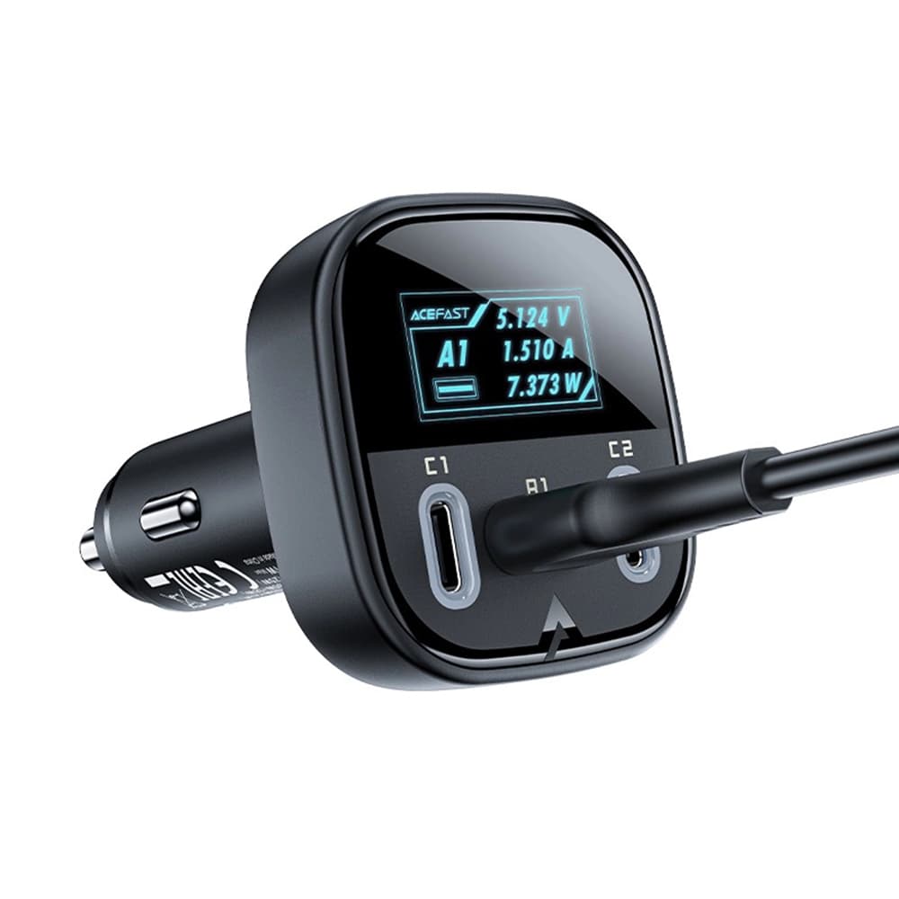 Acefast Car Charger B5 Rychlonabíječka OLED displej 2x Type-C USB 101W černá - náhled 4