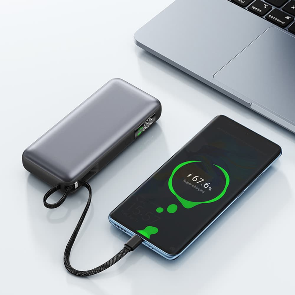 Acefast Power Bank M22-20000 s kabelem Type-C 20000mAh 74Wh PD130W LED displej černá - náhled 4