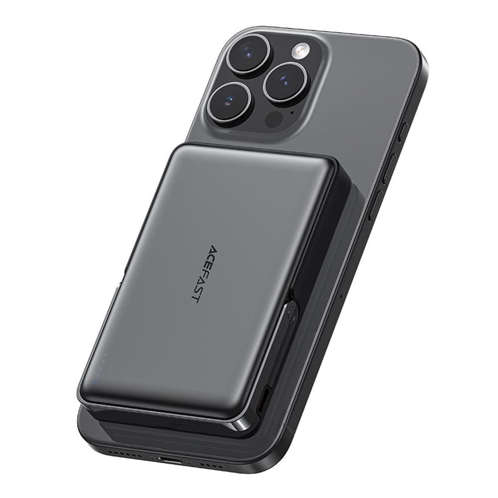 Acefast - magnetická bezdrátová powerbanka (M17-10000) - skládací stojánek, port USB-C, 10000mAh, 22.5W, LED indikátor - černá - náhled 4