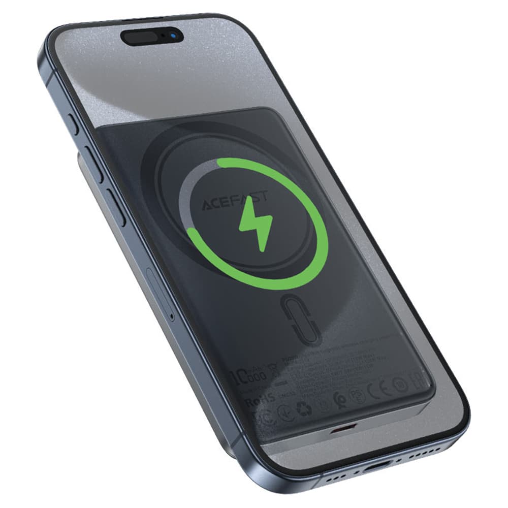Acefast Magnetic Wireless Power Bank M12-10000 ultra tenká Type-C 10000mAh černá - náhled 4