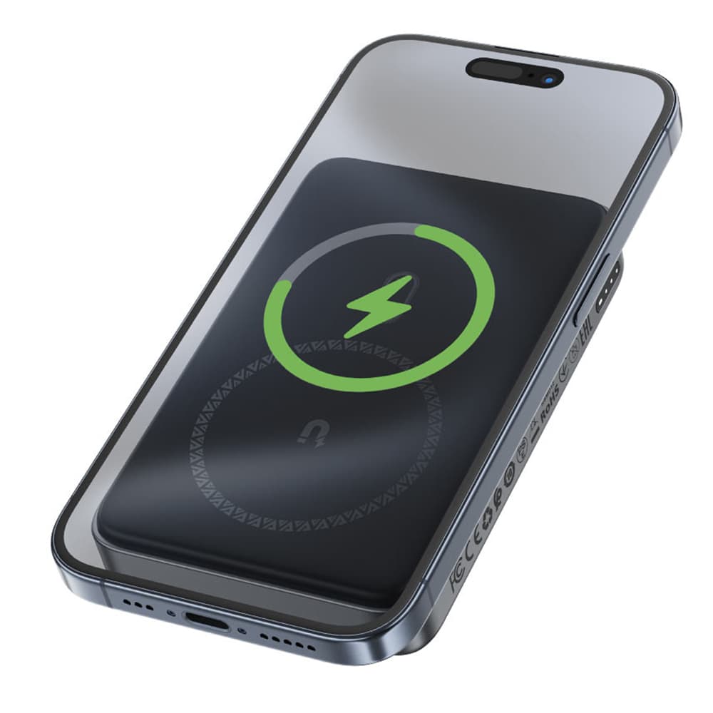 Acefast Magnetic Wireless Power Bank M10-10000 s kabelem Type-C černá - náhled 4