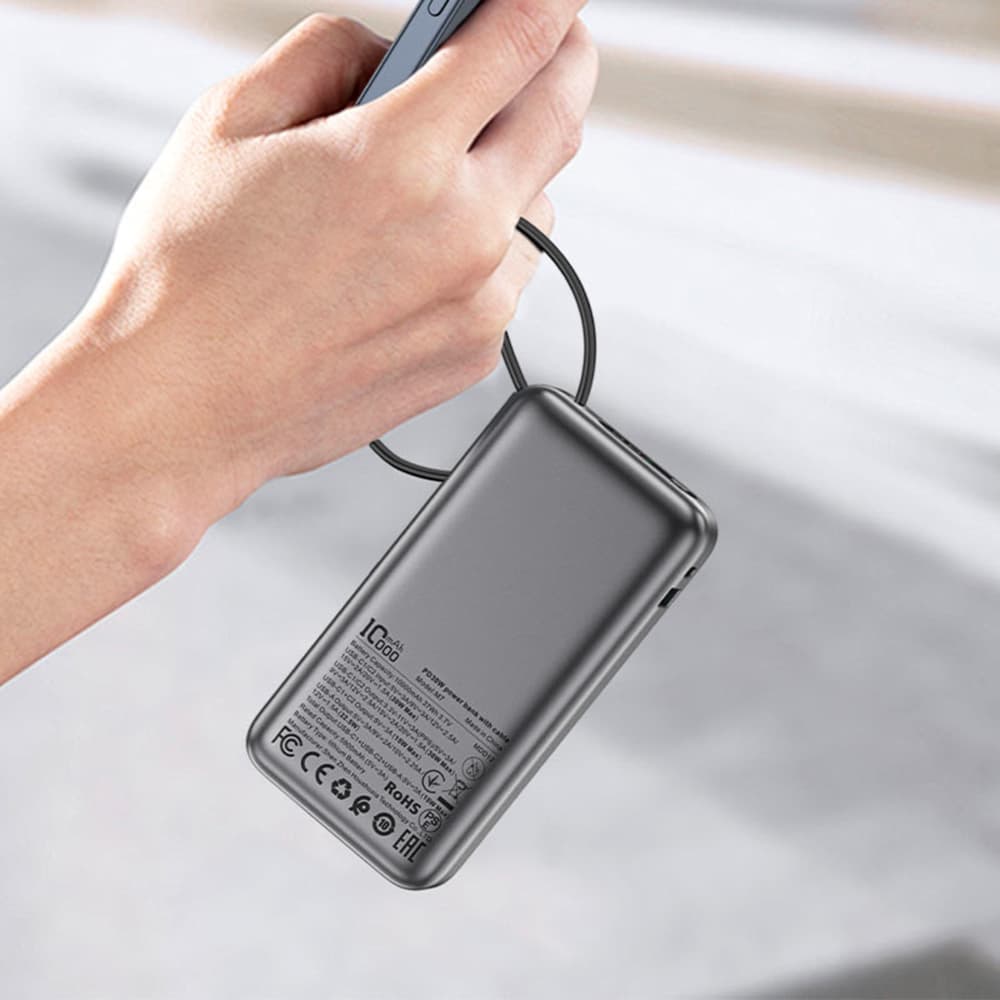 Acefast Power Bank M7-10000 s kabelem Type-C černá - náhled 4