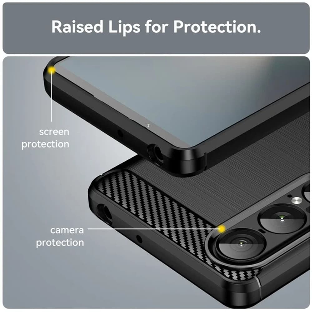 Techsuit Carbon Silicone pro Sony Xperia 1 VII černý - náhled 4