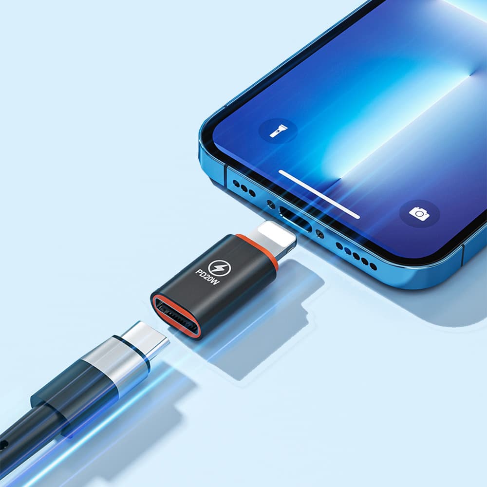 Techsuit Premium OTG Adaptér HyperPort (A3) Type-C na Lightning PD20W pro iPhone černá oranžová - náhled 4
