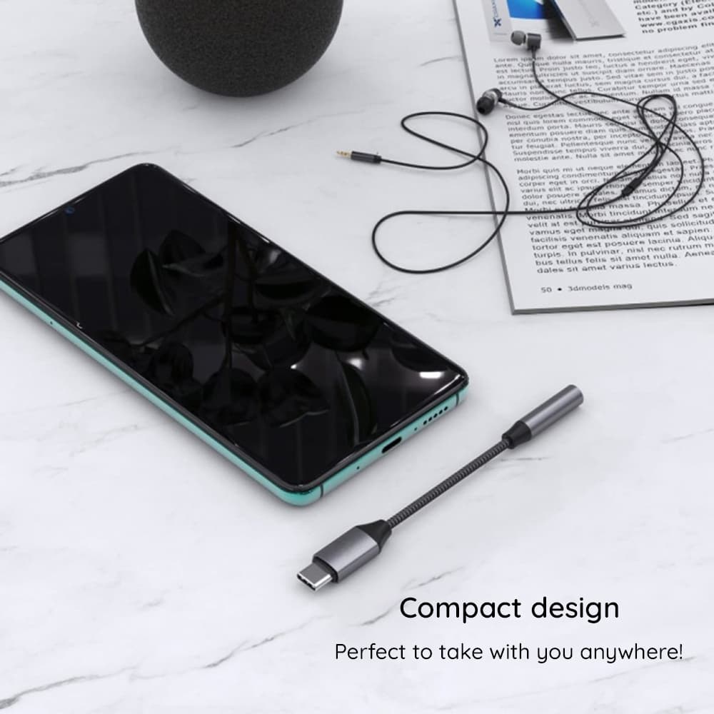 Techsuit Premium Cable Adapter MusicDoX (AC8) Type-C na Jack Hi-Fi zvuk DAC čip 3A 0.1m šedý - náhled 4