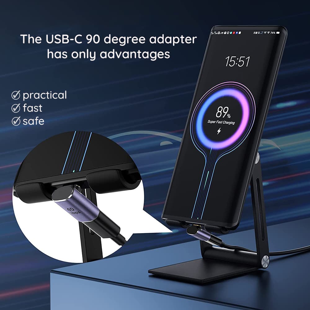Techsuit Premium OTG Adaptér TitanCoreX (A12) Type-C na Type-C 40Gbps 3A Podpora Rychlého Nabíjení Šedý - náhled 4