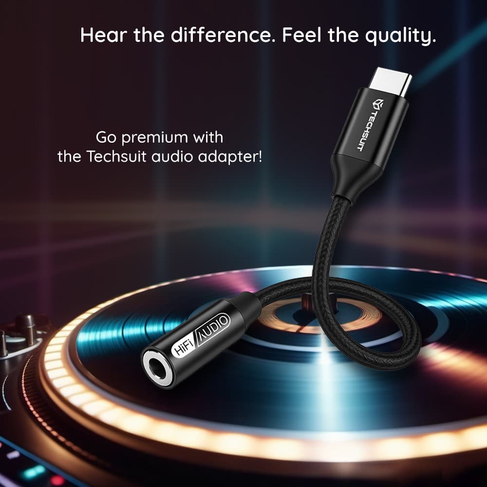 Techsuit Premium Cable Adapter FuseXound AC13 Type-C na 3.5mm Jack černý - náhled 4