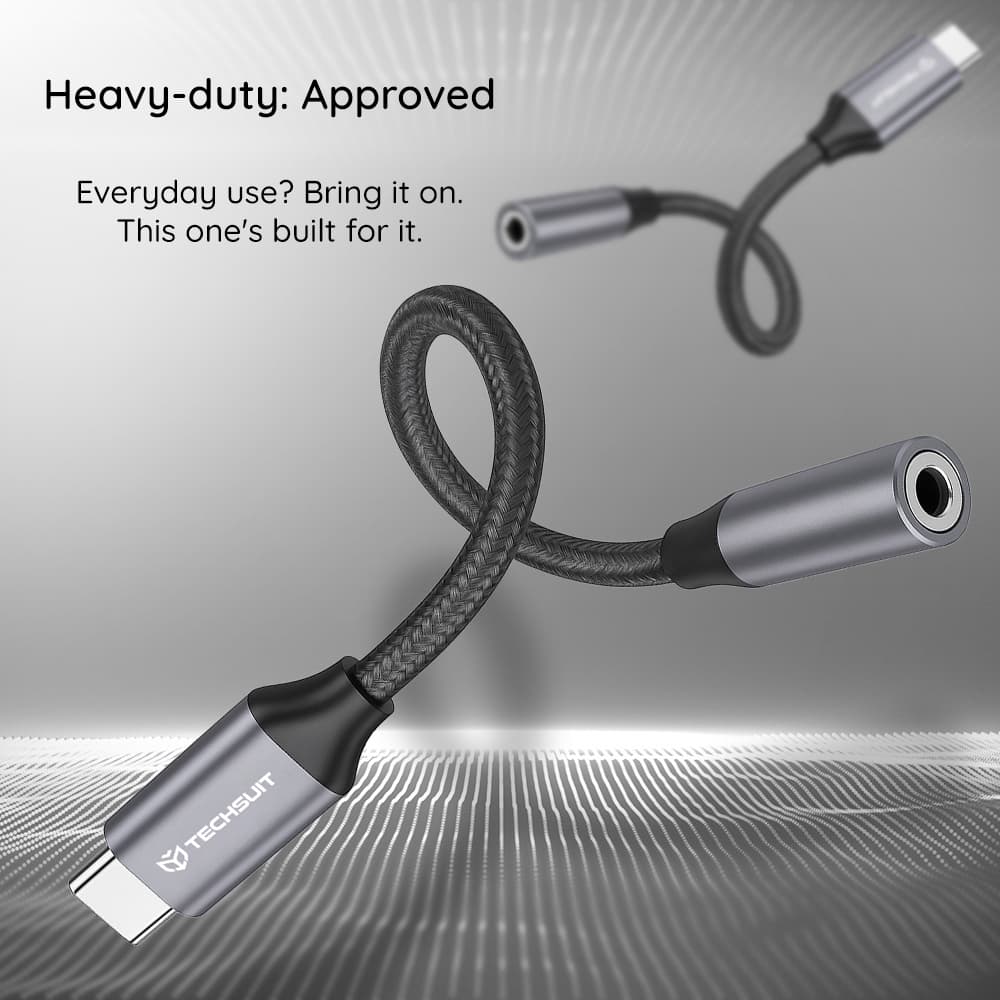Techsuit 2ks Premium kabelový adaptér FuseXound AC12 Type-C na 3.5mm Jack šedý - náhled 4