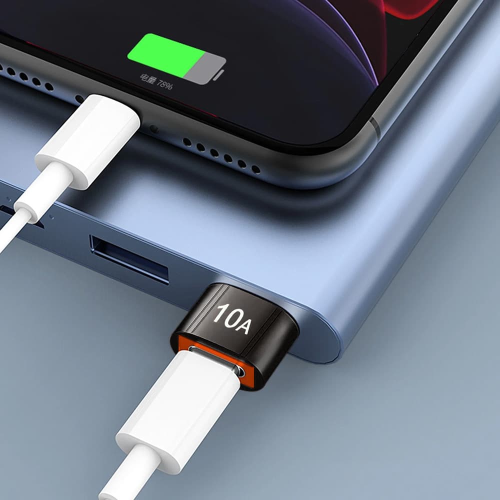 Techsuit Premium OTG Adaptér HyperPort (A7) Type-C na USB3.0 5Gbps 10A pro telefon černá oranžová - náhled 4