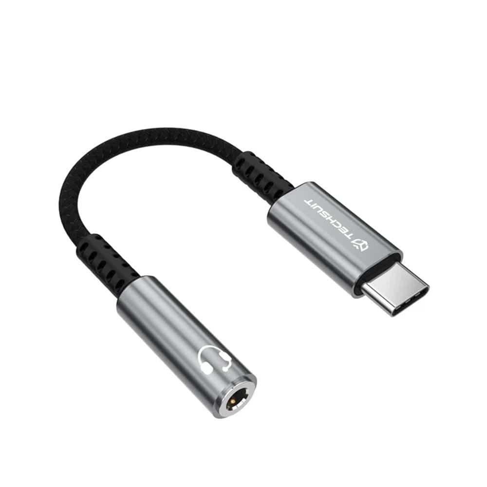 Techsuit Premium Cable Adapter SonicPiX AC14 Type-C na 3.5mm Jack 0.1m šedý - náhled 4