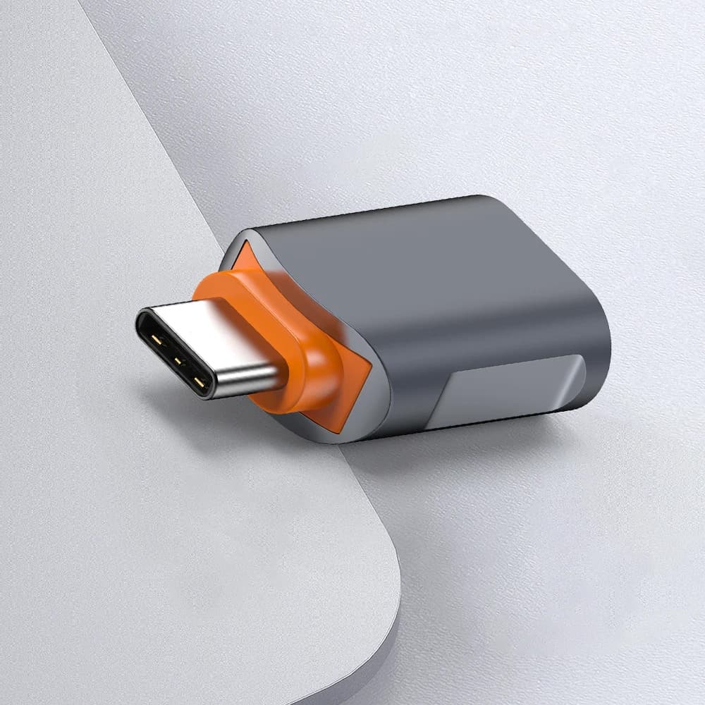 Techsuit Premium OTG Adaptér SlateVolt (A9) USB na Type-C Šedá Oranžová - náhled 4
